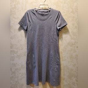 Toad & Co Windmere Gray and White Striped Short Sleeve Dress Size Medium